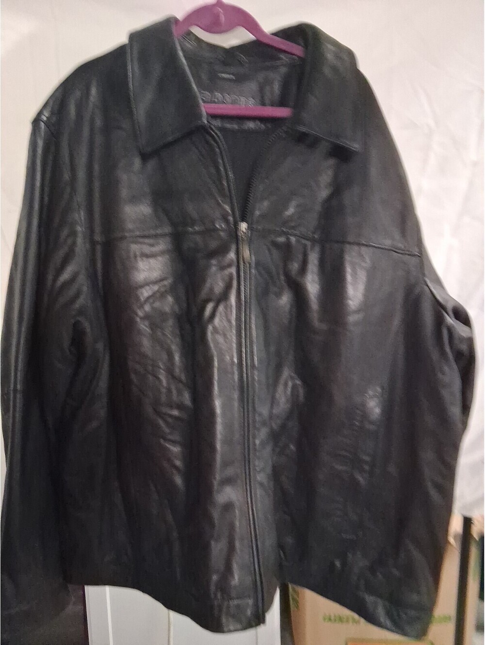 Vintage Claiborne Mens Lambskin Black Bomber Jacket 3XL